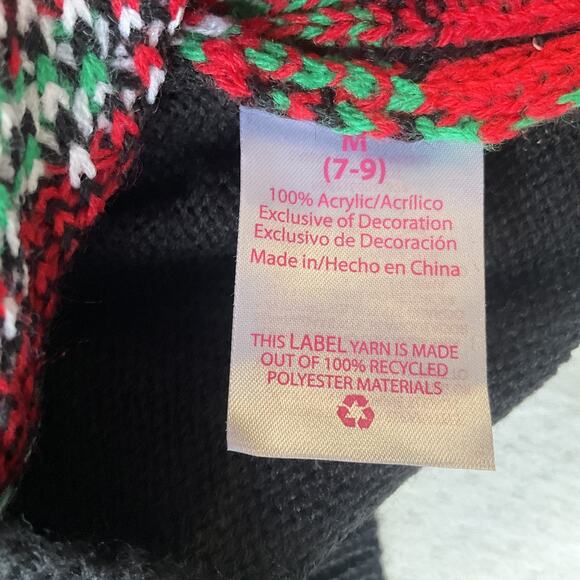 No Boundaries Women Sweatshirt M (7-9) Black Fair Isle Santa Christmas Tree - Picture 5 of 10